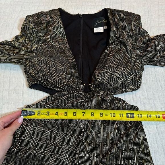 Johnathan Kayne 2884 Long Sleeve Metallic Printed Jumpsuit Size 4 - Picture 9 of 12